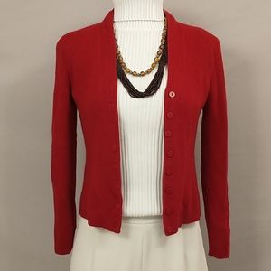 Red Cardigan Soft Italian Merino Wool Quality Knit gd Holiday Christmas Sweater